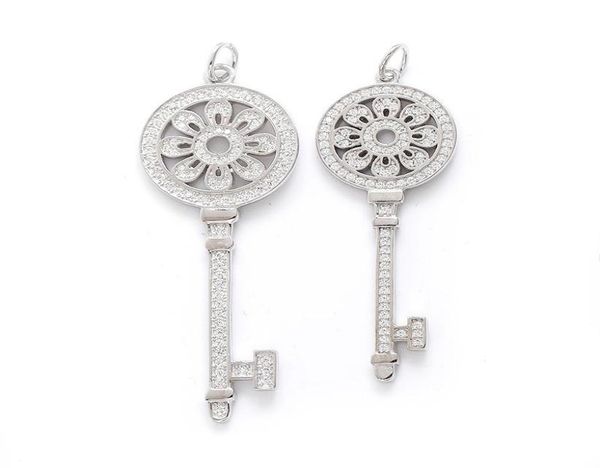 

fashion s925 sterling keys petals key pendant necklace with diamonds 100 925 silver necklaces valentines gift for women2124758