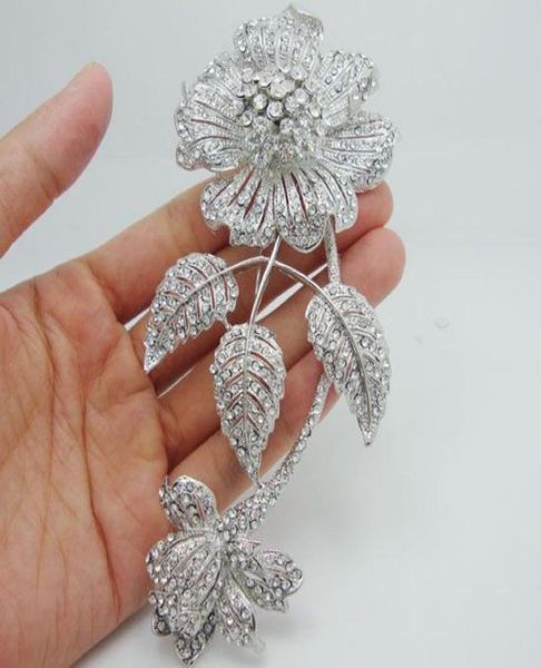 

whole 598quot luxury bride 3 leaf flower bouquet clear rhinestone crystal brooch pin beautiful bridesmaid jewelry5069382, Gray