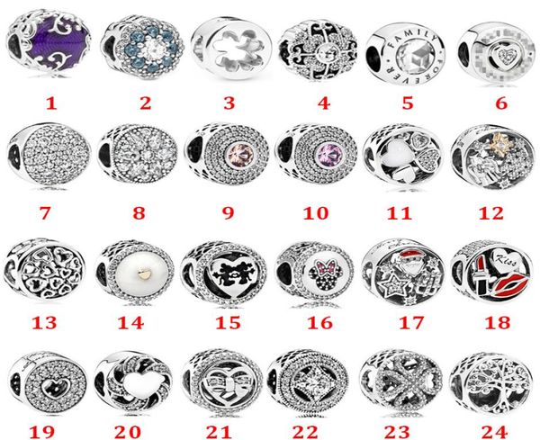 

925 sterling silver bead charms four-leaf clover love lipstick pendant fit bracelet jewelry diy women luxury gift4254531, Black