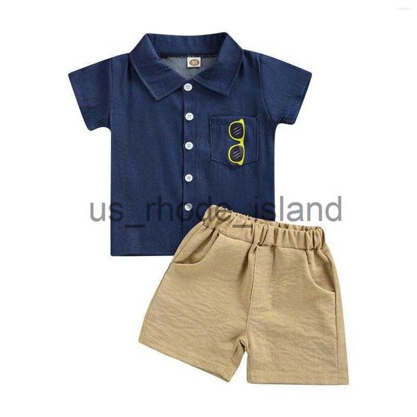 

clothing sets clothing sets 2 pieces kids suit set boys letter print turn-down collar short sleeve shirt solid color shorts for summer x0712, White