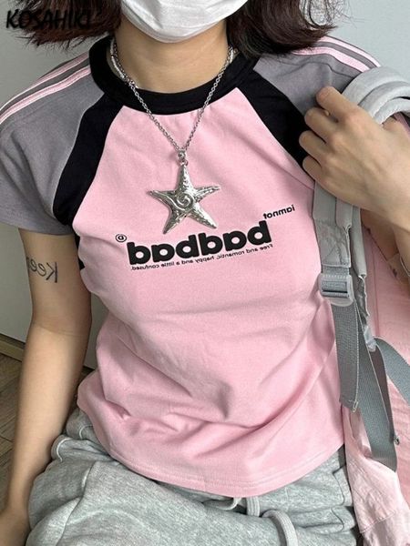

women's t-shirt harajuku y2k fashion contrast color women's t-shirt summer punk vintage casual t-shirt loose letter printing t-shi, White