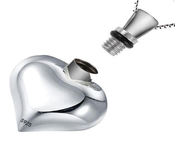 

custommade 925 pure silver heart type ashes box funeral cremation urn jewelry necklace perfume bottle lovers fashion pendant2711601