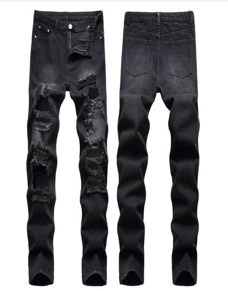 

black skinny jeans men solid ripped jeans for men new casual stretch man pantalon jean5406349, Blue