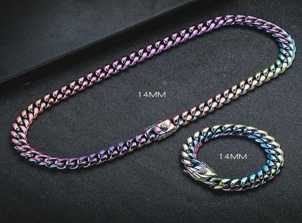 

iced out hip hop cuban link chain necklace women men crystal neon colorful enamel choker necklaces rainbow bracelet jewelry gifts5077081, Silver