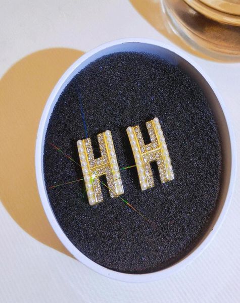 

classic 18k gold plated designer ear stud earrings brand designers geometry letters fashion women crystal pearl earring wedding pa8069132, Golden;silver