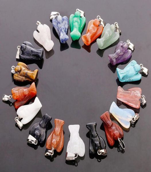 

natural stone pendants charms fit necklace whole jewelry accessories gem supplies angel pendant3875816, Golden