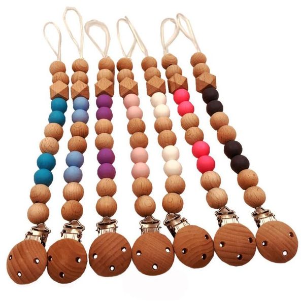 

baby pacifier clip silicone wood pacifier chains safe teething chain eco friendly baby teether antidrop pacifier holder zyy7149579761