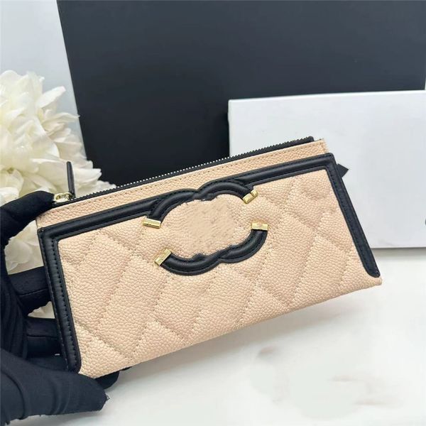 

fashion mens wallet 2023 channel luxury design mini womens business card holder single zipper long square card casual bags a2-04, Red;black