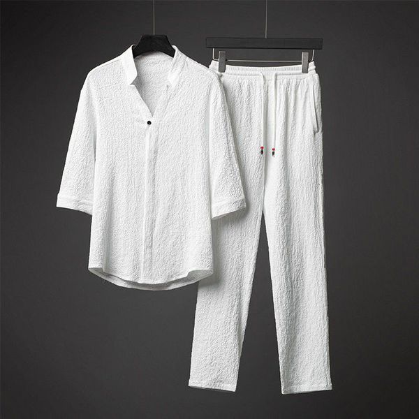 

men's tracksuits 2023 shirt pants summer men's fashion casual solid color classic tshirt set twopiece 5xl 230711, Gray