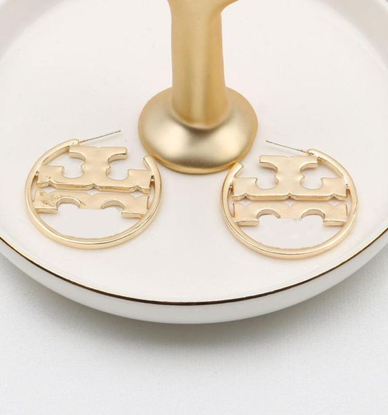 

fashion women 18k gold plated designer ear stud earrings brand designers round geometry letters crystal rhinestone earring wedding6949009, Golden;silver
