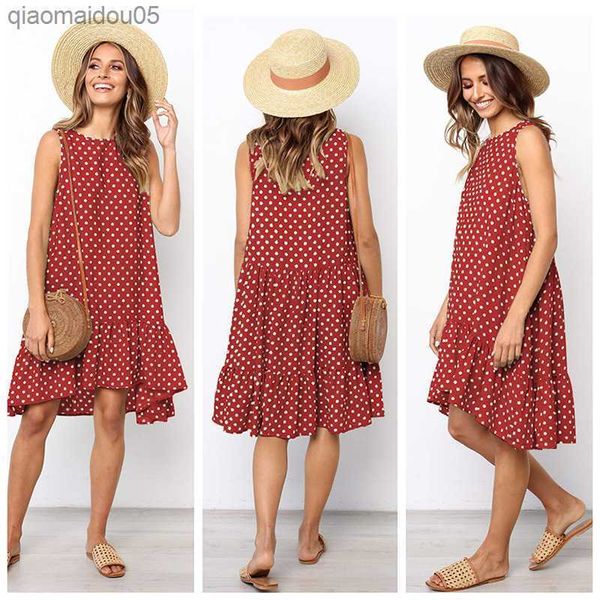 

women summer dress pregnant woman polka dot chiffon sleeveless beach mini casual loose sundress vest vestidos maternity dress l230712, White
