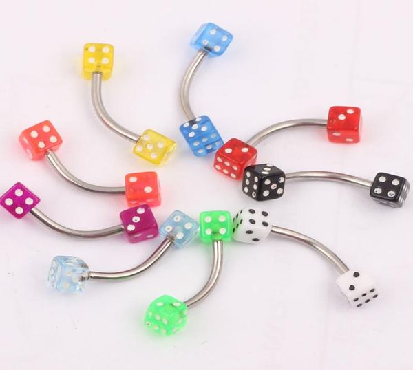 

e13 eyebrow stud 100pcslot mix 8 color acrylic body piercing jewelry eyebrow ring5145783, Silver
