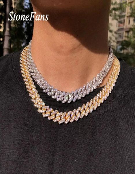 

stonefans hip hop cuban link chain choker necklace bling jewlery men women fashion iced cuban rhinestone necklace collar chain t203581920, Silver