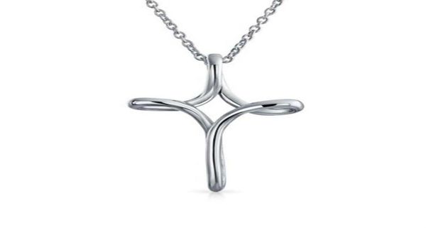 

fashion 925 sterling silver plated infinity looped cross pendant necklace for women plain polished 17 inch chain3777412