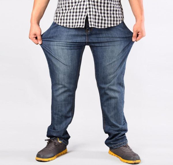 

wholebrand men plus big size pants 38 40 42 44 46 48 50 52 mens high stretch big and tall large trouser loose jeans for men3788496, Blue
