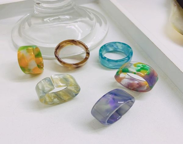 

acrylic jewelry imitation natural stone retro big ring foreign trade resin stained adjustable open rings3180873, Silver