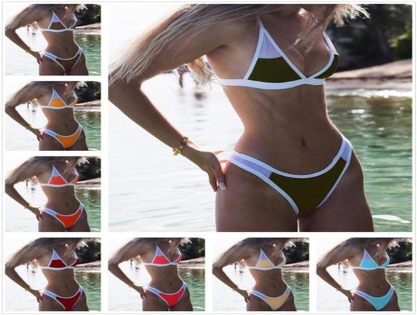 

women039s swimwear brazilian bikini women solid micro swimsuit mini biquini mesh bikinis patchwork bathing suit racer back6213079, White;black