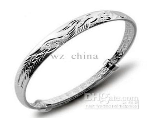 

silver phoenix bangles retro fashion ethnic bracelets bedford 925 sterling silver hand jewelry love bangle bracelet for women 3790438, Black