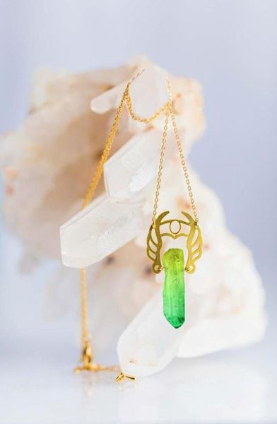 

shera warrior necklace girls power with natural quartz pendant necklaces7640808, Silver