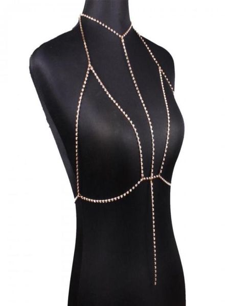 

other crystal bra slave harness body chain women rhinestone choker necklace bikini beach fashion jewelry1819324, Slivery;golden