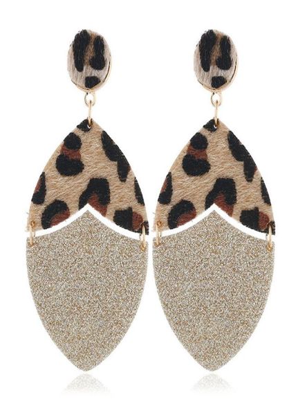 

classic glitter leather oval drop statement earrings for women gold tone leopard cheetah leather geometric earrings jewelry3733063, Silver