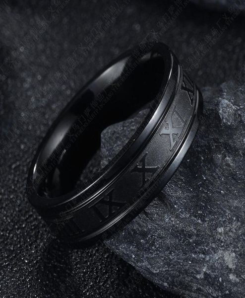 

2020 vintage roman numerals temperament fashion 6mm width stainless steel rings for men jewelry gift 823 t25602991, Silver