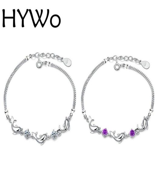 

hywo shop unique diy 925 silver zircon crystal dolphin bracelet for fashion women gift pulseras factory direct special whole6572539, Black