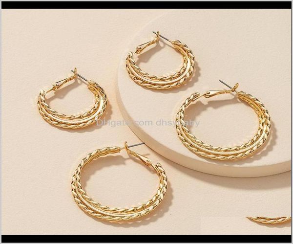 

hie drop delivery 2021 trendy ins gold textured metal geo geometric minimalism hoop earrings set korean fashion chic women party j5561911, Golden;silver