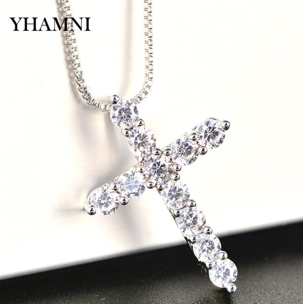 

yhamni luxury cubic zircon cross pendant necklace 925 sterling silver cross christian jesus jewelry for women gift hzl0053644769