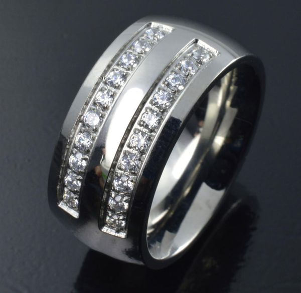 

stainless steel cz wedding engagement ring band r178a size 8156571490, Silver