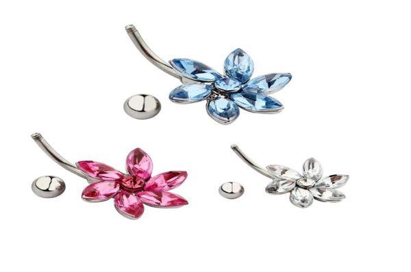 

d0089 flower belly navel stud mix colors01234567898471930, Silver
