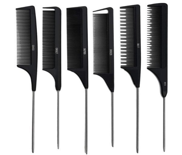 

professional heat resistant salon black metal pin tail antistatic comb cutting comb hair brushes hair care j27121056851, Silver