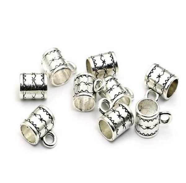 

500pcslot silver plated bail spacer beads charms pendant for diy jewelry making findings 8x6mm9208666, Bronze;silver
