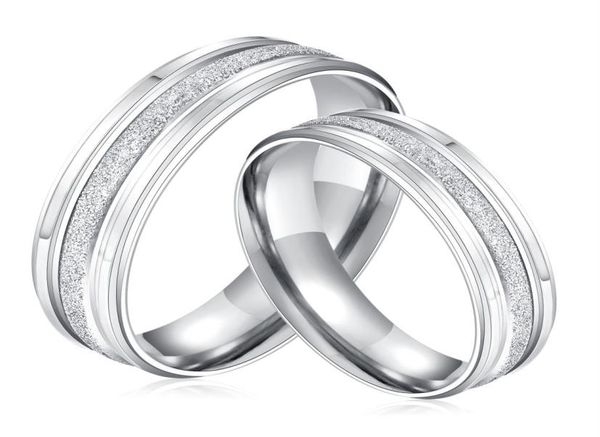 

engraving 1pc silver frosted surface central and grooves stainless steel promise ring us size 512 leave message about engra2990632