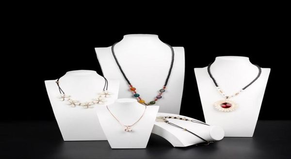 

white faux leather necklace bust tall jewelry chain display stand neck form for boutique shop window shelf exhibition counter 4167553, Khaki