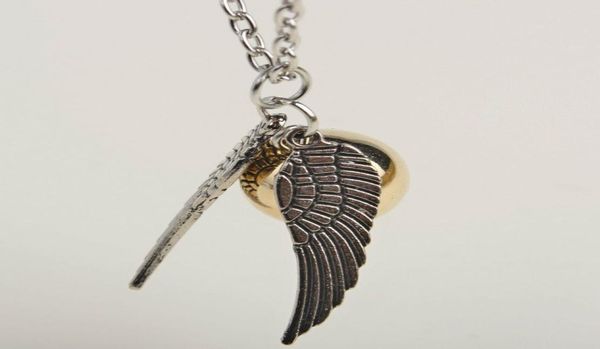 

new style silver wings snitch gold necklace pendant golden whole3264278