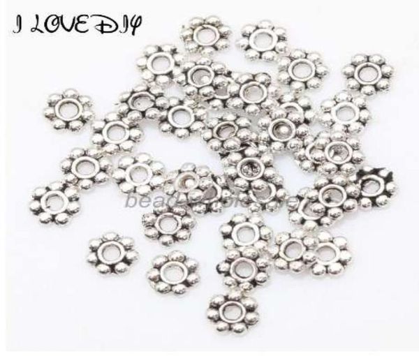 

1000pcs tibetan silver flower spacer beads round metal daisy wheel spacers 4mm for jewelry making7408115, Black