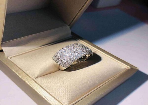 

sparkling finger ring luxury jewelry 925 sterling silver full white sapphire cz diamond gemstones women wedding engagement band ri8376771, Slivery;golden