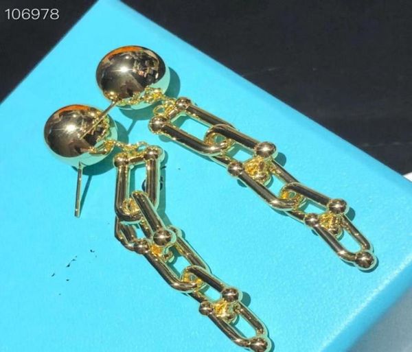 

vintage hardware copper gold dangle earrings round ball bucket long chain brand designer jewelry for women1724246, Silver