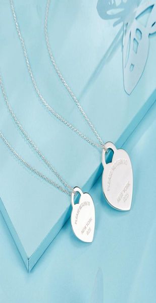 

fashion brand t necklace jewelry heartshaped pendant love necklaces for women039s party wedding gifts whole17116371934376, Silver