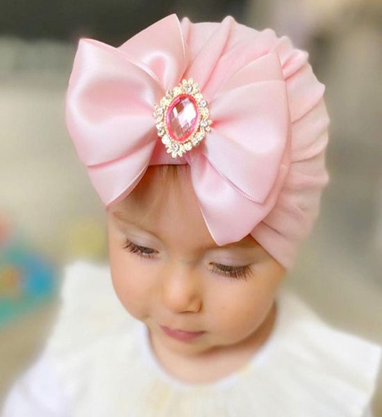 

cute bow baby hat crystal soft elastic girl turban solid color kids headwear bonnet caps for newborn infant4074540, Yellow