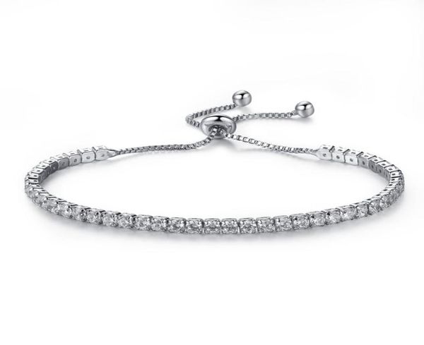 

elegant platinum plated bezel set cubic zirconia tennis adjustable bracelet3511618, Golden;silver