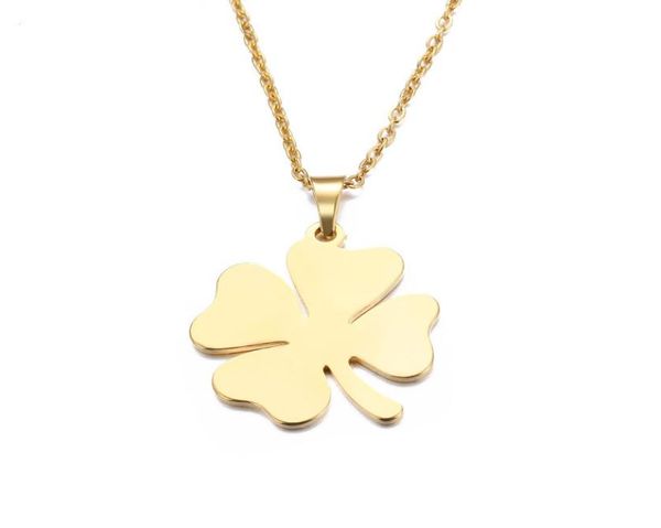 

stainless steel necklace for women man lover039s clover gold and silver color pendant necklace engagement jewelry bridal weddin5032464