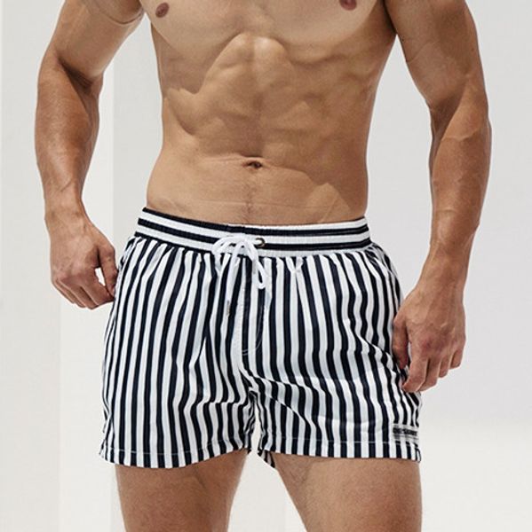 

men's shorts demiit swimsuit swimming shorts men's board shorts striped quick drying board shorts men's swimming suit beach b, White;black