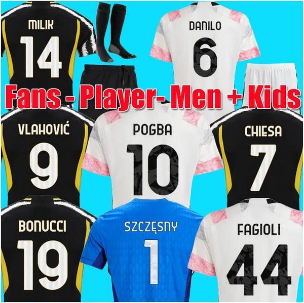 

23 24 juventuse vlahovic chiesa soccer jerseys milik 2023 2024 pogba men kids set bonucci camisas de futbol kit di maria calcetines kean kos, Black;yellow
