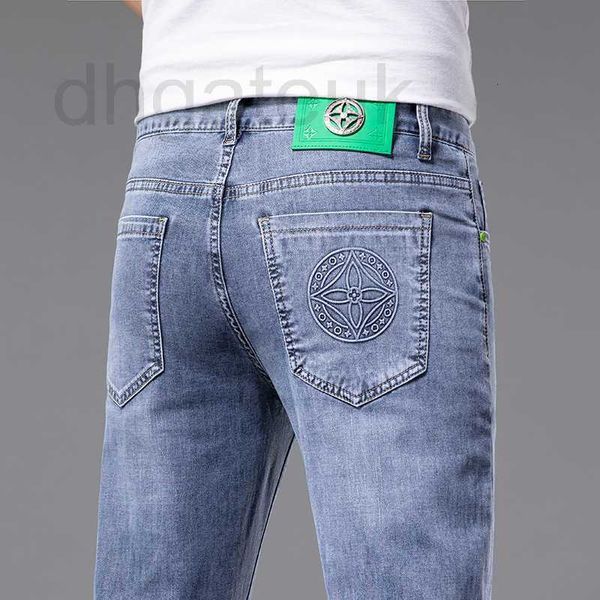 

men's jeans designer spring summer thin high-end fashion brand slim small straight tube live broadcast ewsb, Blue