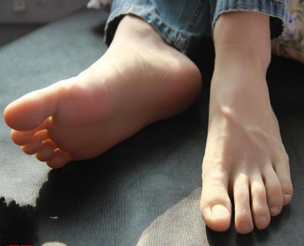 

44yard real male doll foot mannequin blood vesse silicone pography silk stockings jewelry model soft silica gel 1pc c7491250267, Khaki