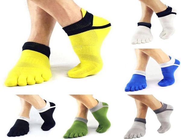 

1 pair mens summer cotton toe socks striped contrast colorful patchwork men five finger socks size basket calcetines16448979, Black