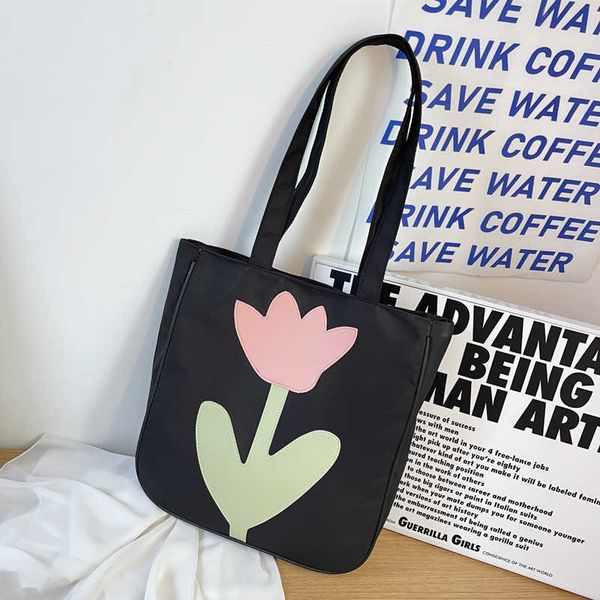 

tulip canvas bag female class student minority design sense ins commuter shoulder care extra large capacity bag