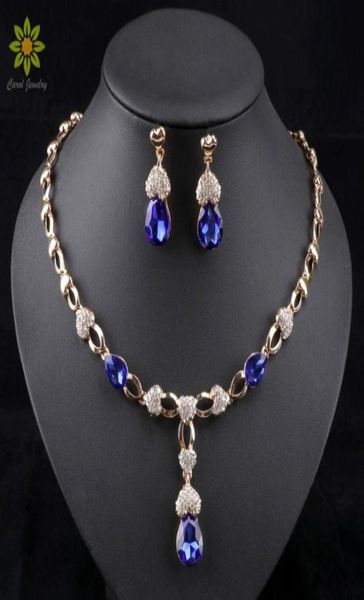 

new arrival african wedding jewelry set gold plated women dress accessories blue crystal necklace earrings sets99660081732985, Silver